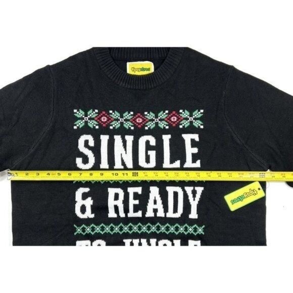 Tipsy Elves Mens Size 2XL Ugly Christmas Sweater Single Ready To Jingle Black - Picture 7 of 8